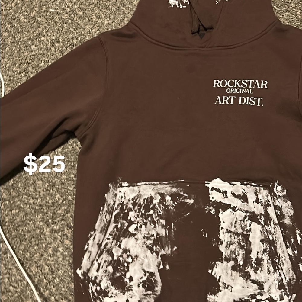Rockstar Original Brown Hoodie with White Design